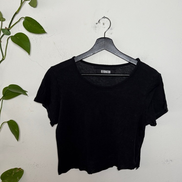 Reformation Black Cropped Tissue Tee XS - Picture 2 of 7